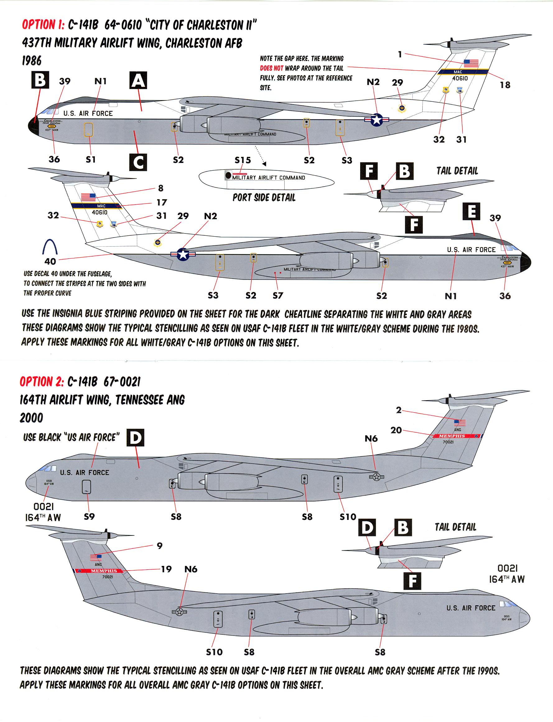 Caracal Decals 1/144 LOCKHEED C141 STARLIFTER U.S. Air Force Transport